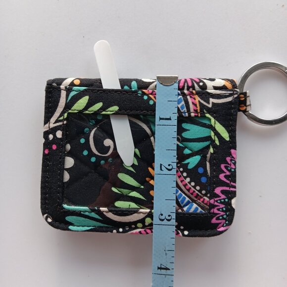 Vera Bradley Bandana Swirl Wallet ID Card Holder Black Silver Blue Pink White 4" - Picture 4 of 8